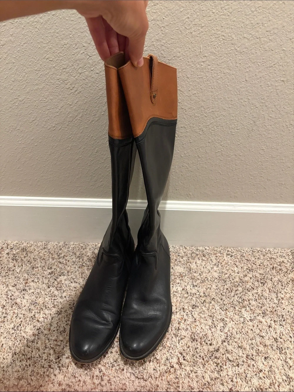 Corso Como Black and Tan Two-Tone Over-the-Knee Boots